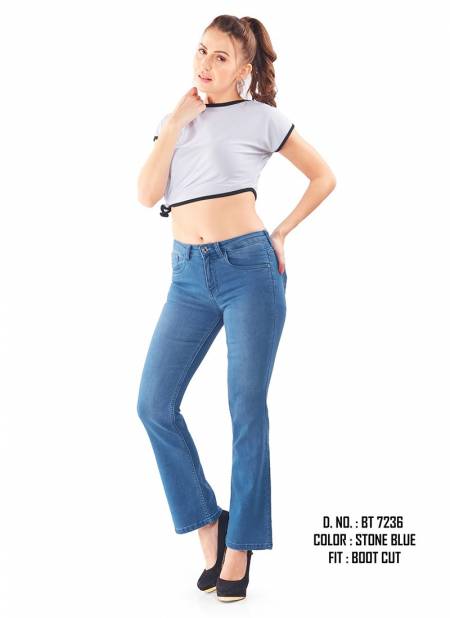 New Stylish Jeans Wear Boot Cut Pant Collection BT 4114 Stone Blue